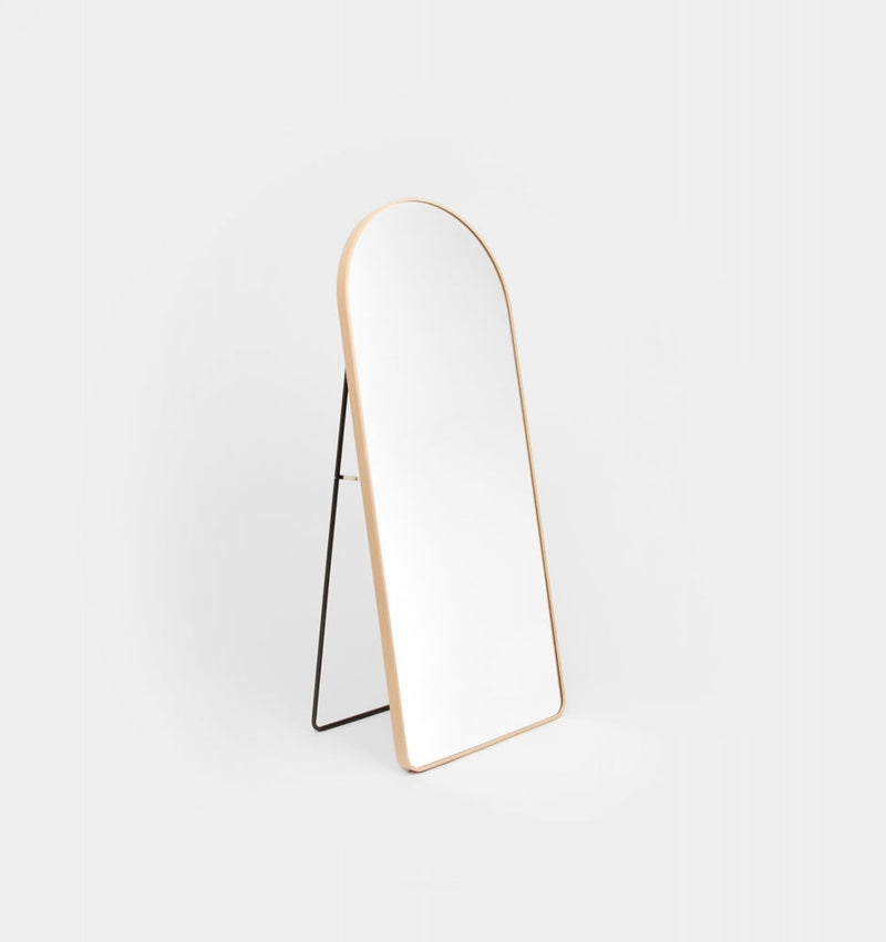 Oak Wood Arch Mirror | With Stand
