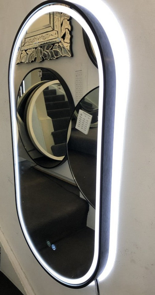 Back Lit Mirror | Matt Black Frame | Print Decor