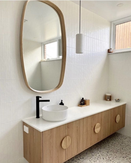 Ellipse Mirror over vanity| Print Decor 