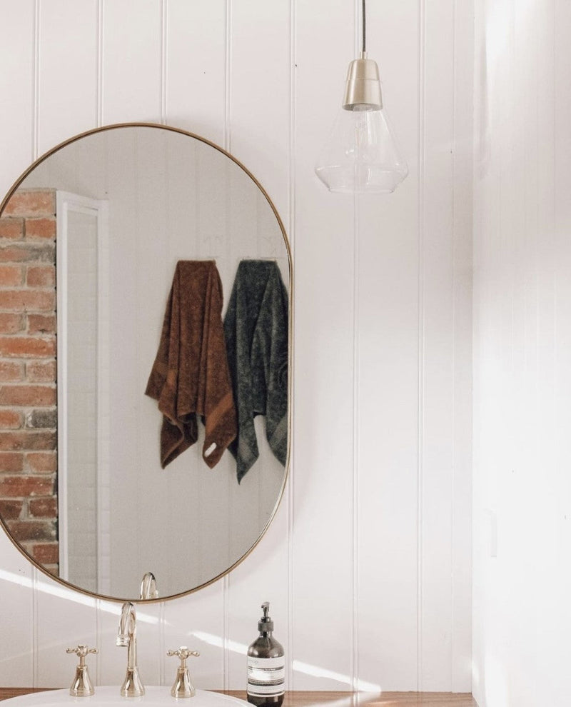 Bjorn Brass Oval Mirror, In Situ