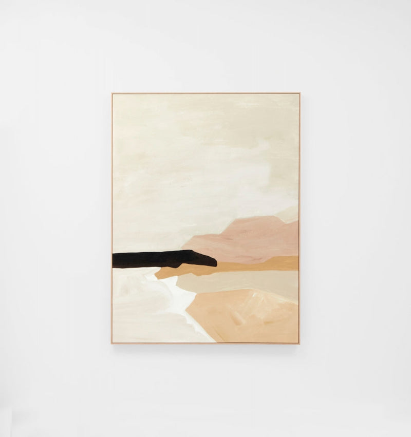 Tranquil Coastline Blush Framed Canvas 