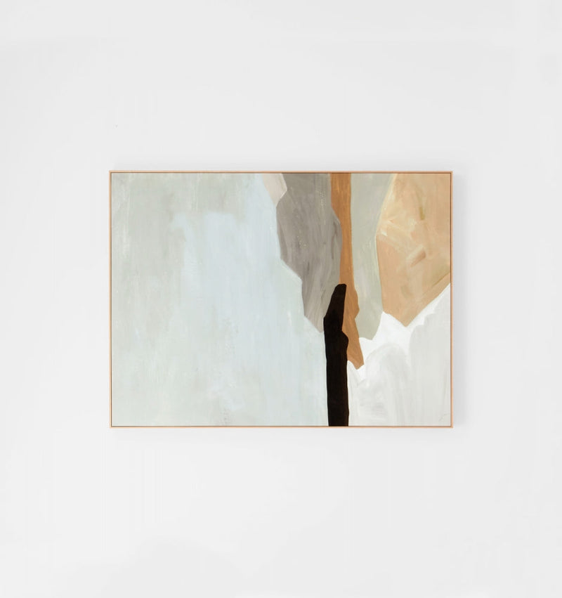 Tranquil Coastline Grey Framed Canvas 