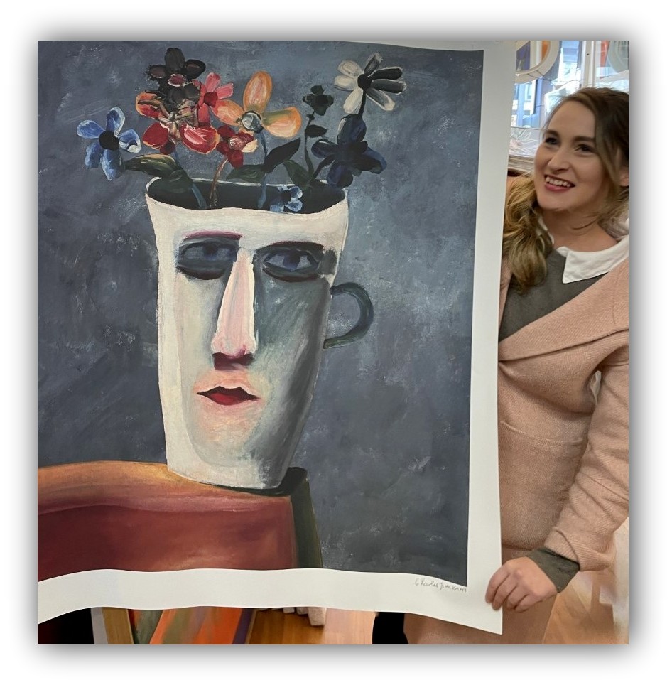 Lauren with Charles Blackman print