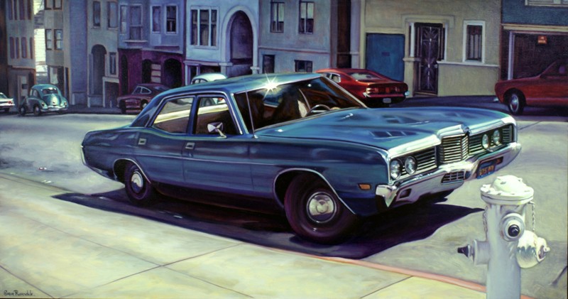 Painting of Vintage American Car, Cadillac. 